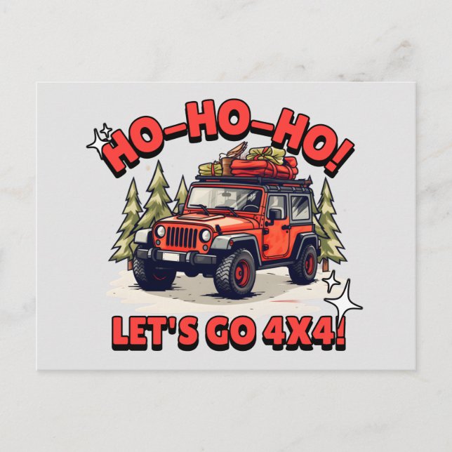 Cartes Pour Fêtes Annuelles Ho-Ho-Ho ! Allons en 4x4 ! (Devant)