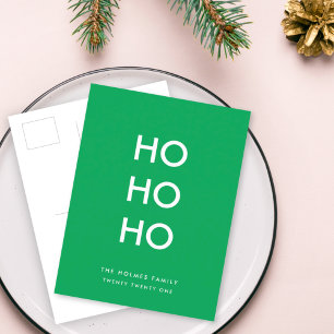 Cartes Pour Fêtes Annuelles Ho Ho Ho   Christmas Cheer Bright Green Simple