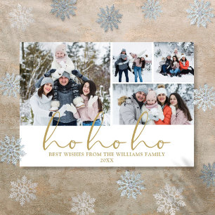 Cartes Pour Fêtes Annuelles Ho Ho Ho Gold Script 4 Photo Noël