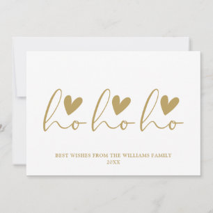 Cartes Pour Fêtes Annuelles Ho Ho Ho Gold Script Coeurs Noël