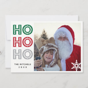 Cartes Pour Fêtes Annuelles Ho Ho Ho Green Buffalo Plaid Photo Card
