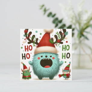 Cartes Pour Fêtes Annuelles HO HO HO mignons lutins du Père Noël