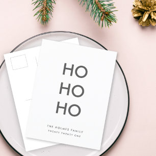 Cartes Pour Fêtes Annuelles Ho Ho Ho   Mini nettoyage simple Noël blanc