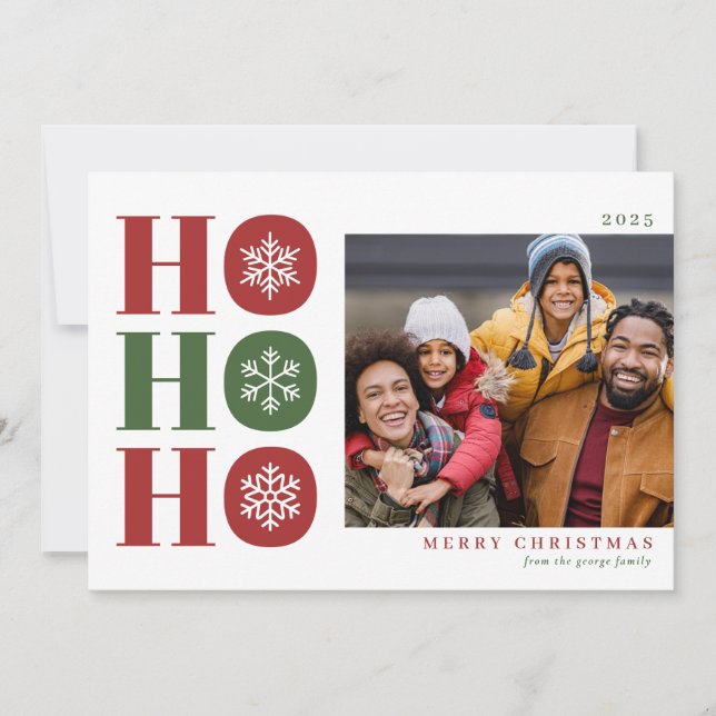 Cartes Pour Fêtes Annuelles Ho Ho Ho Modern Christmas Photo Card (Devant)