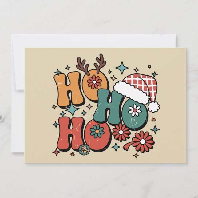 Cartes Pour Fêtes Annuelles Ho Ho Ho Noël Chapeau de Santa Xmas dégueu Groovy (Devant)