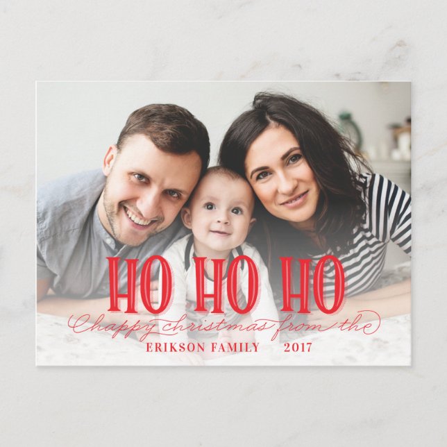 CARTES POUR FÊTES ANNUELLES HO HO HO NOËL HEUREUX (Devant)