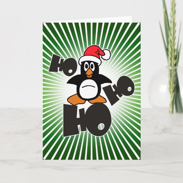 Cartes Pour Fêtes Annuelles Ho Ho Ho - Penguin - joyeux noël + votre backgr (Devant)