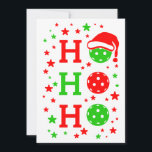 Cartes Pour Fêtes Annuelles Ho, Ho, Ho Pickleball Noël<br><div class="desc">Cette carte de pickleball de Noël fait un cadeau parfait pour tout amoureux du pickleball. La conception comprend un graphique HO HO où la lettre O est remplacée par un pickleball. Les couleurs sont vives,  vert et rouge.</div>