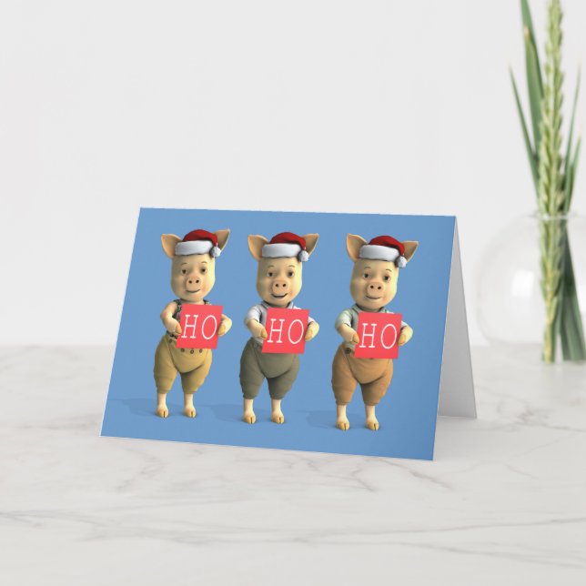 Cartes Pour Fêtes Annuelles Ho Ho Ho Piglets (Devant)