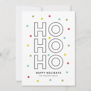 Cartes Pour Fêtes Annuelles Ho Ho Ho Points de Confettis Colorés de Fêtes