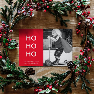 Cartes Pour Fêtes Annuelles Ho Ho Ho Red Xmas photo amusant minimaliste mode