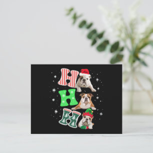 Cartes Pour Fêtes Annuelles Ho Ho Ho Santa en Anglais Bouledogue Renne de Noël