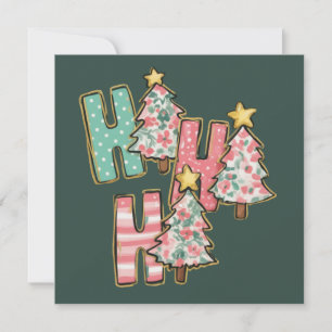 Cartes Pour Fêtes Annuelles Ho Ho Ho Sapin de Noël Arbres Joyeux Coquette