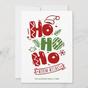 Cartes Pour Fêtes Annuelles Ho Ho Ho Typographie Rouge Vert Noël