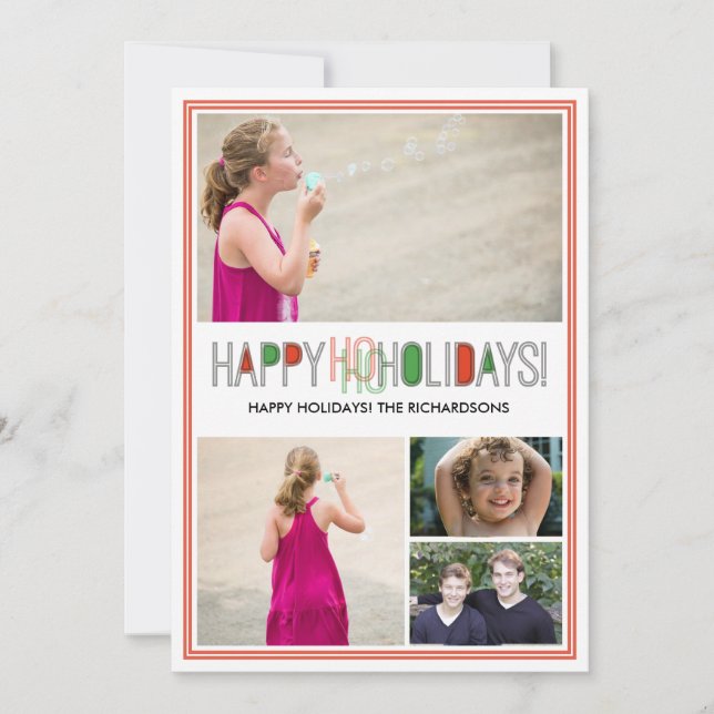 Cartes Pour Fêtes Annuelles Ho Ho Holidays x4 (Devant)