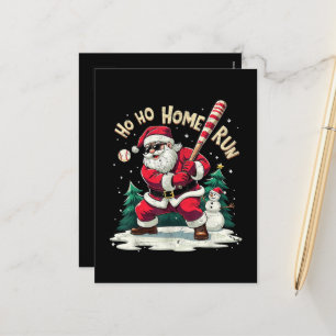 Cartes Pour Fêtes Annuelles Ho Ho Home Run Père Noël Vintage Jouant au Basebal