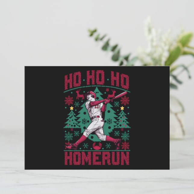 Cartes Pour Fêtes Annuelles Ho Ho Homerun Baseball Laid Christmas Sweat (Debout devant)