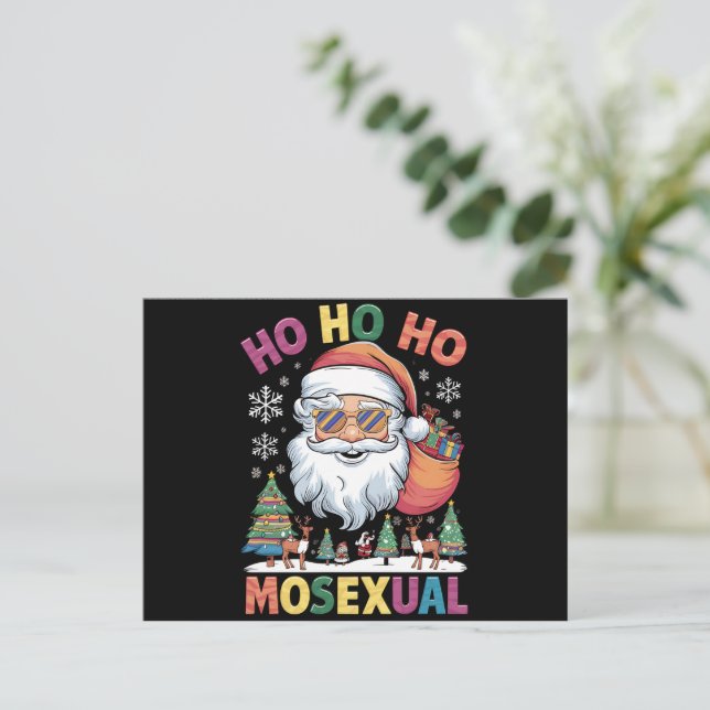 Cartes Pour Fêtes Annuelles Ho Ho Noël homosexuel Santa Fête Gay Pride (Debout devant)