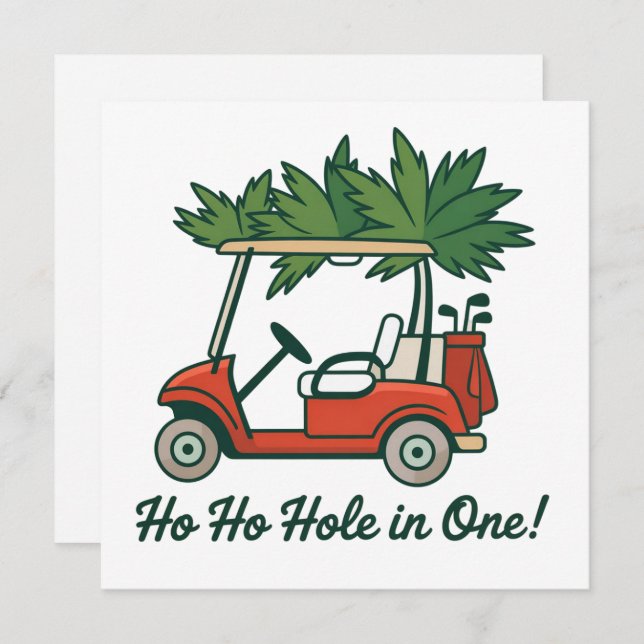 Cartes Pour Fêtes Annuelles Ho Ho trou en un Noël Père Noël Golf Golfing  (Devant / Derrière)