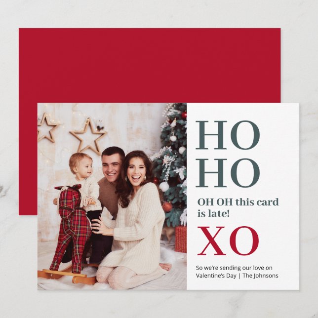 Cartes Pour Fêtes Annuelles Ho Ho XO Saint-Valentin (Devant / Derrière)