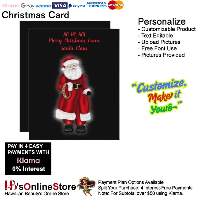 Cartes Pour Fêtes Annuelles HO, oh ! Joyeux Noël du Père Noël (HO HO HO! Merry Christmas From Santa Claus Holiday Card 1.)