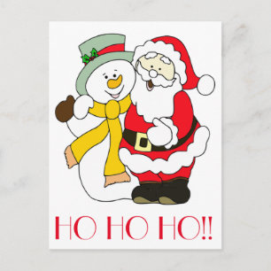 Cartes Pour Fêtes Annuelles HO, OH ! ! Père Noël et Snowman