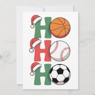 Cartes Pour Fêtes Annuelles Ho Santa Noël Basket-ball Baseball Football Noël