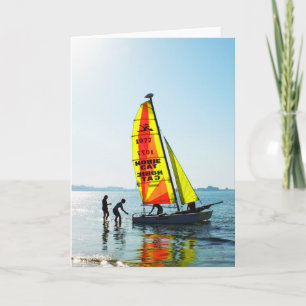 Cartes Pour Fêtes Annuelles Hobie cat sous le soleil du matin