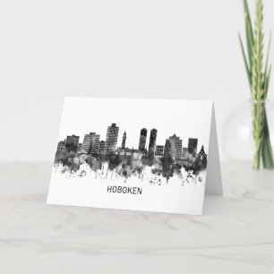 Cartes Pour Fêtes Annuelles Hoboken New Jersey Skyline BW