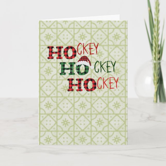 Cartes Pour Fêtes Annuelles Hockey Hockey Hockey Père Noël (Devant)