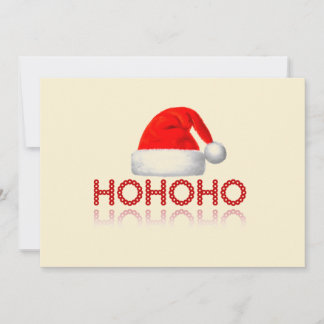 Cartes Pour Fêtes Annuelles HoHoHo Simple Père Noël Rouge Blanc Beige