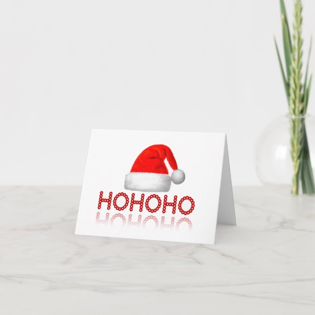 Cartes Pour Fêtes Annuelles HoHoHo Simple Santa Hat Rouge Blanc (Devant)