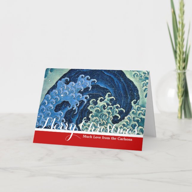 Cartes Pour Fêtes Annuelles Hokusai Vague féminine Océan Vintage (Devant)