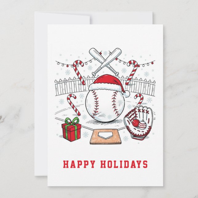 Cartes Pour Fêtes Annuelles Holiday Baseball Christmas Cards (Devant)