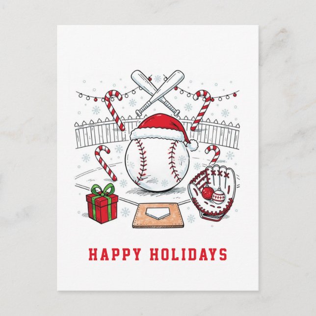 Cartes Pour Fêtes Annuelles Holiday Baseball Christmas Cards (Devant)