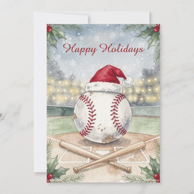 Cartes Pour Fêtes Annuelles Holiday Baseball Christmas Cards (Devant)