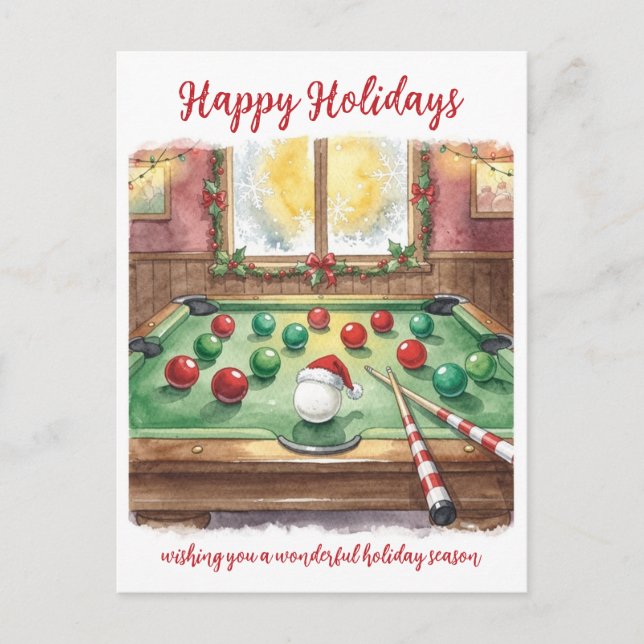 Cartes Pour Fêtes Annuelles Holiday Billiard player Christmas Cards (Devant)