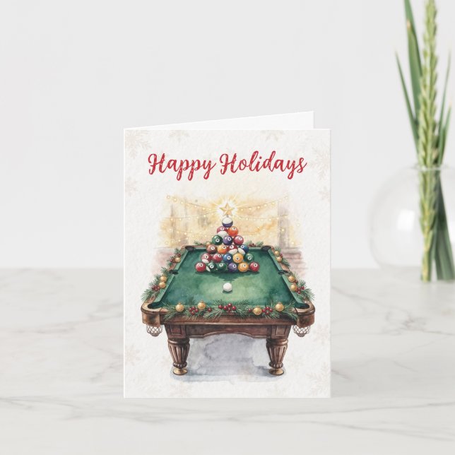 Cartes Pour Fêtes Annuelles Holiday Billiard player Christmas Cards (Devant)