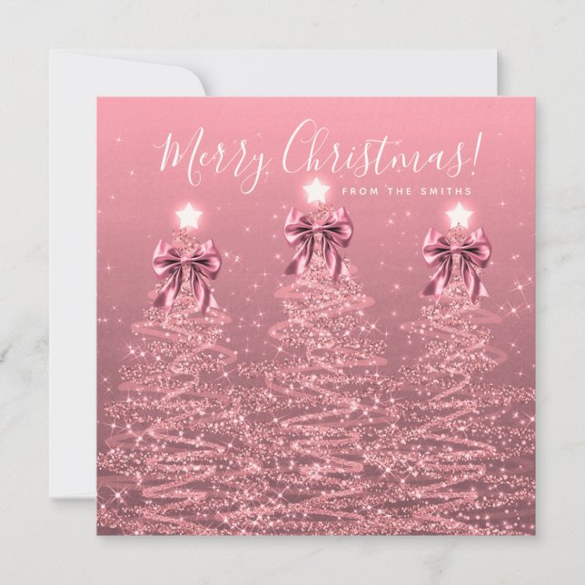 Cartes Pour Fêtes Annuelles Holiday Blush Pink Christmas Trees Greeting  (Devant)