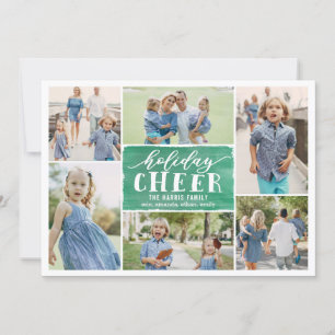 Cartes Pour Fêtes Annuelles Holiday Cheer Collage Holiday Photo Card Green