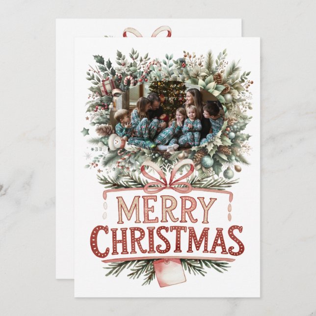 Cartes Pour Fêtes Annuelles Holiday Cheer: Personalized Family Greeting (Devant / Derrière)