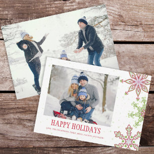 Cartes Pour Fêtes Annuelles Holiday Cute Snowflake Whimsical Colorful 2 Photo