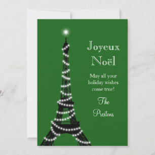 Cartes Pour Fêtes Annuelles Holiday Eiffel Tower Card green