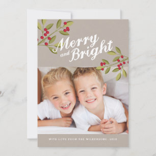 Cartes Pour Fêtes Annuelles Holiday Garland Merry & Bright Photo Grey
