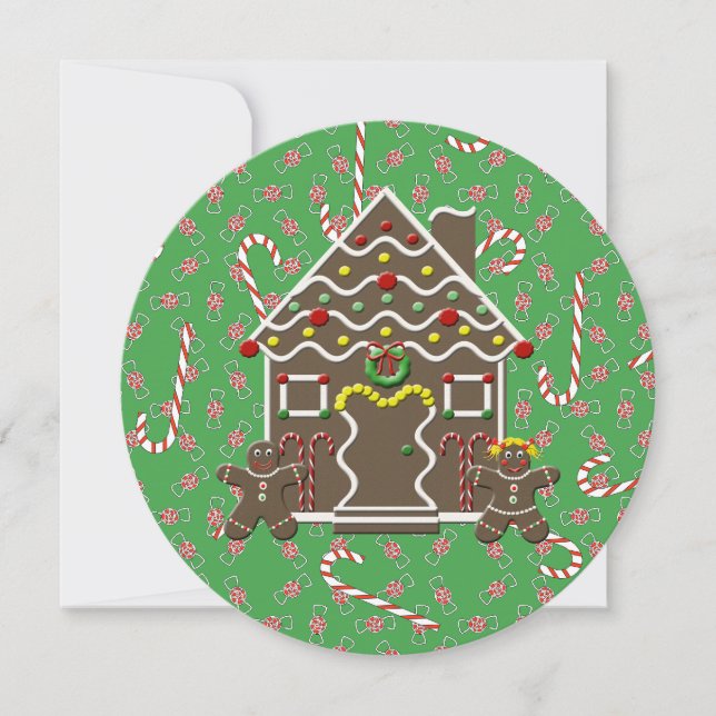 Cartes Pour Fêtes Annuelles Holiday Gingerbread House Sweet Wishes (Devant)