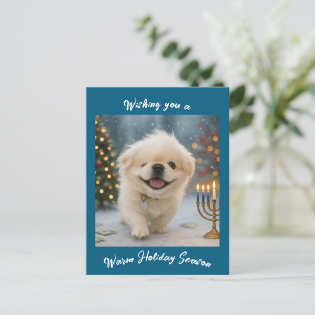 Cartes Pour Fêtes Annuelles Holiday greeting card feat. Pete the Pekingese (Debout devant)
