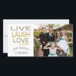 Cartes Pour Fêtes Annuelles Holiday Hanukkah Card "Love a Latke" Photo<br><div class="desc">Holiday, Hanukkah Photo Card, "Live Laugh Love a Latke" Glossy, Photo Card with white envelope. Personalize by replacing photos and wording, "Happy Hanukkah, The Blumbergs" Customize wording by choosing your favorite font style, color and size. Thanks for stopping and shopping by! Much appreciated. Happy Hanukkah! Share your special moments with...</div>