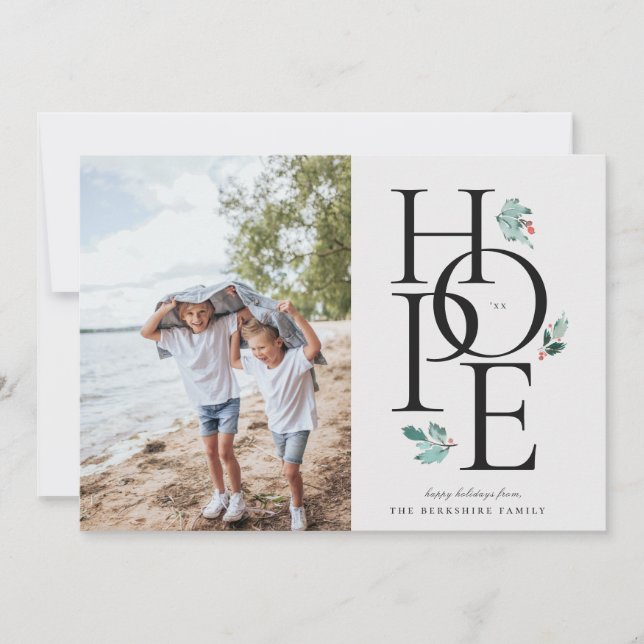 Cartes Pour Fêtes Annuelles Holiday Hope Modern Botanical Berry Photo (Devant)