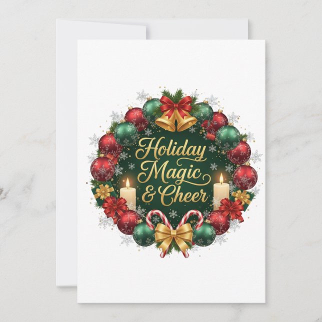 Cartes Pour Fêtes Annuelles Holiday Magic & Cheer Festive Christmas  (Devant)