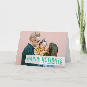 Cartes Pour Fêtes Annuelles Holiday Modern Photo   Fun Stylish Family Coral